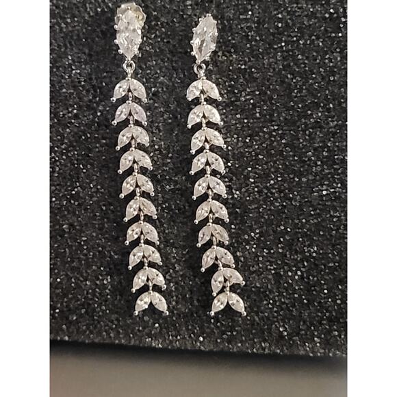 Sterling Silver Marquise Drop Earrings - Picture 4 of 6